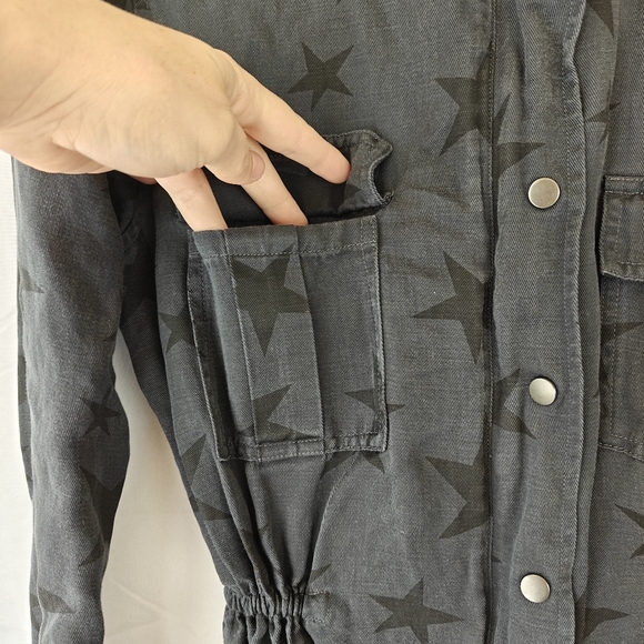 Rails Trey Jacket in Charcoal Oversized Stars Linen Blend Zip Button Size Small - Picture 9 of 14